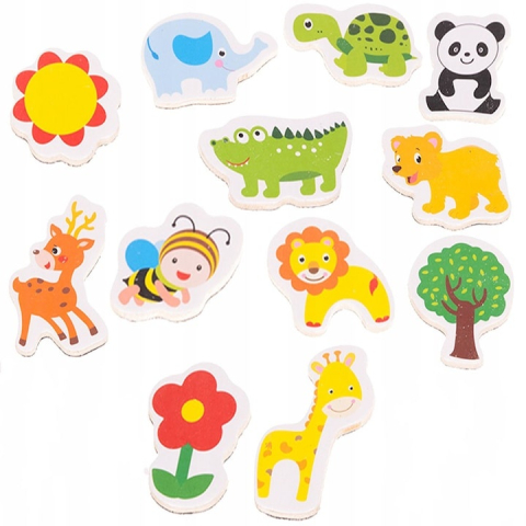 JOCURI ȘI JUCĂRII - Set magneti educativi pentru frigider, multicolor, 12 piese, cu ilustratii din natura, joc de invatare si dezvoltare pentru copii