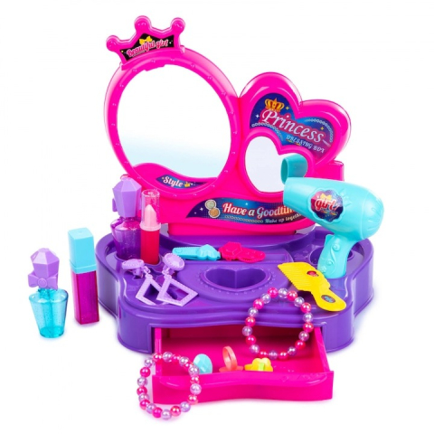 Set masuta de toaleta pentru copii, uscator, parfum, bijuterii, plastic, multicolor, 34 x 24 x 5.5 cm [10]