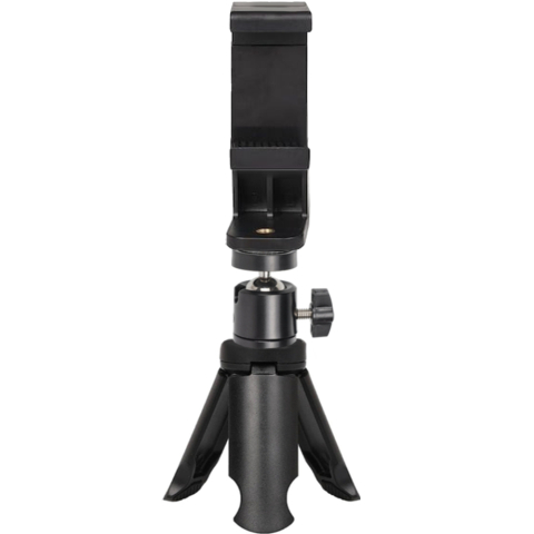 Trepiezi & Diverse - Set mini trepied ABS cu cap cu bila rotativ 360° si suport telefon reglabil 5.5–8 cm, montura 1/4 inch, negru