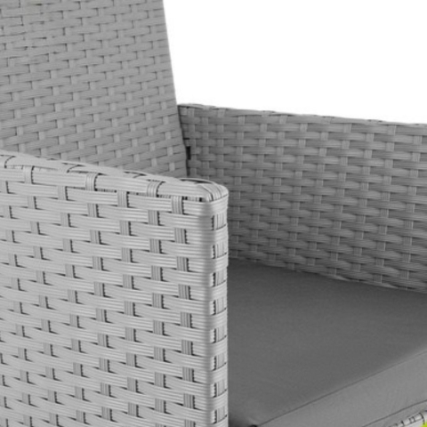 Set mobilier gradina ratan gri deschis cu canapea 2 locuri, 2 fotolii si masa sticla, perne incluse, rezistent exterior [9]