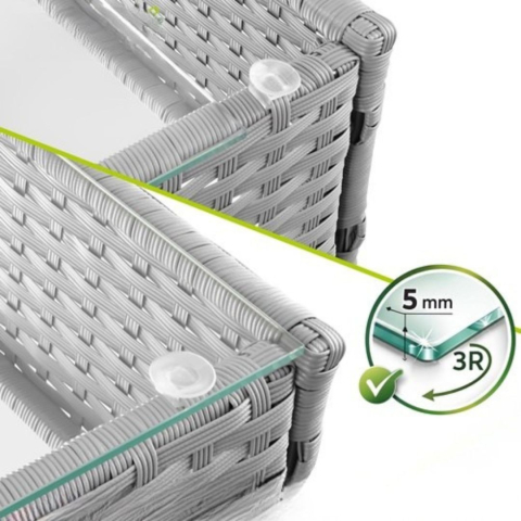 Set mobilier gradina ratan gri deschis cu canapea 2 locuri, 2 fotolii si masa sticla, perne incluse, rezistent exterior [2]