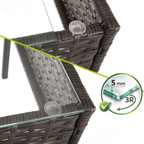 Set mobilier gradina ratan maro cu canapea 2 locuri, 2 fotolii si masa sticla, perne incluse, rezistent exterior [7]