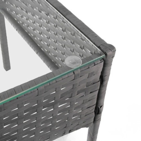 Set mobilier gradina technoratan 4 piese, canapea 2 locuri, 2 fotolii, masa cu blat sticla si perne gri inchis [2]