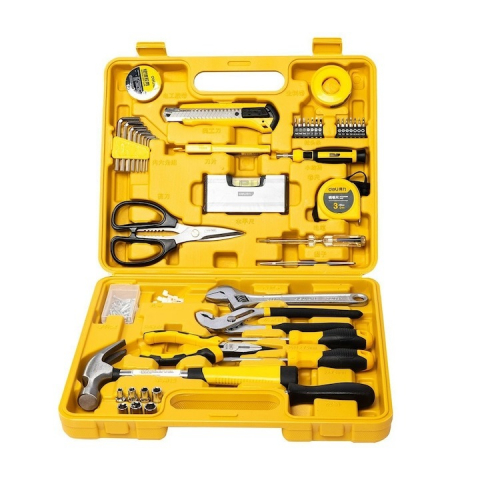 Truse cu scule - Set multifunctional, 48 piese, pentru uz casnic, cutie de depozitare inclusa, galben