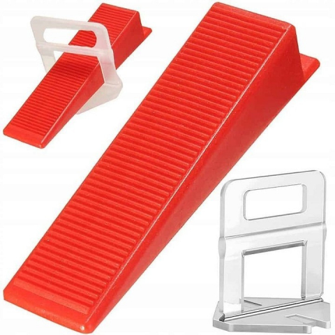 Unelte & Scule Garaj - Set nivelare gresie 100 clipsuri de 1mm si 100 pene cu latimea de 22 mm