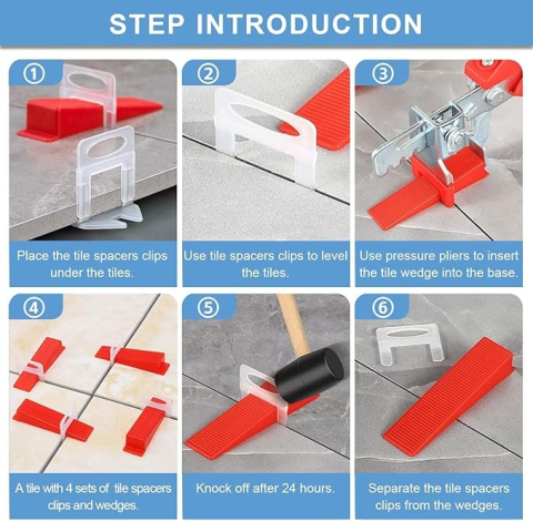 Set nivelare gresie și faianță 801 piese – 700 clipsuri, 100 pene, 1 clește de montaj Montaj rapid și precis pe perete și podea [12]