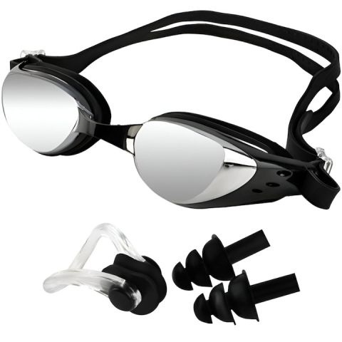 SPORT ȘI ACTIVITĂȚI - Set ochelari inot cu protectie UV, lentile anti-aburire, dopuri urechi si clips nas, curea reglabila silicon, carcasa depozitare inclusa