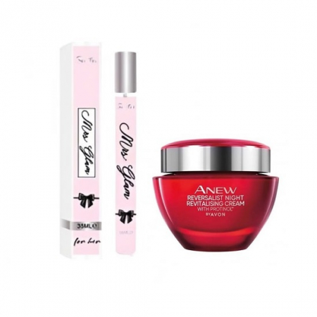 PARFUMURI & SETURI - Set parfum dama Mrs Glam 35 ml si crema de fata Anew 35 ani +, de noapte