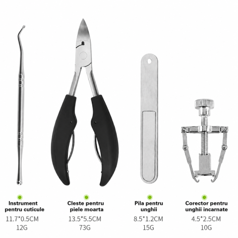 Set pedichiura negru-argintiu 4 piese, instrumente pentru ingrijirea unghiilor [1]