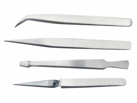 Set pensete argintii 105-120 mm, 4 piese din otel inoxidabil, varf drept, curbat si plat, [3]