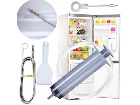 Set pentru curatarea frigiderului, perie nailon, racleta, ac, seringa, furtun, otel/plastic, alb [16]