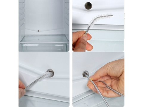 Set pentru curatarea frigiderului, perie nailon, racleta, ac, seringa, furtun, otel/plastic, alb [13]