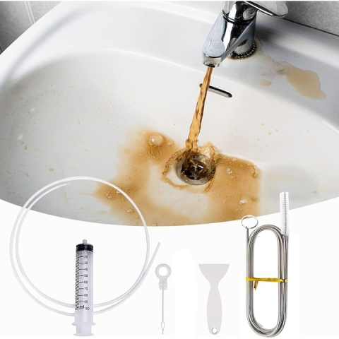 Set pentru curatarea frigiderului, perie nailon, racleta, ac, seringa, furtun, otel/plastic, alb [6]