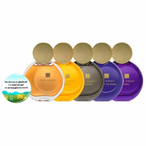 PARFUMURI & SETURI - Set pentru dama, 5 ape de parfum Far Away si insigna Dactylion cu mesaj motivational