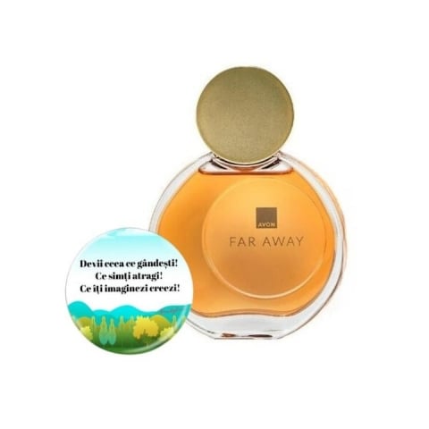 Set pentru dama, apa de parfum Far Away, Ruj Avon Luxe Lustering Nude si insigna Dactylion cu mesaj motivational [4]