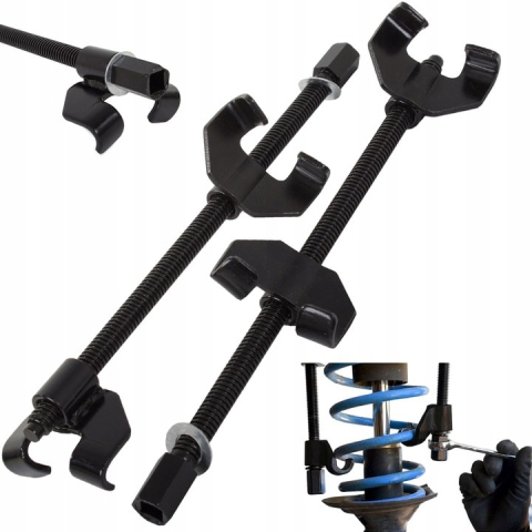 Set pentru demontarea arcurilor si amortizoarelor, 2 bucati, otel rezistent, culoare neagra – unealta profesionala pentru service auto si lucrari de suspensie [4]