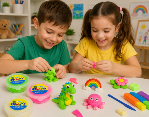 Set pentru modelaj si creativitate, plastiline alb fosforescent si roz neon, 2 x 18 g [6]