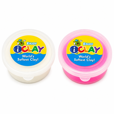 JOCURI ȘI JUCĂRII - Set pentru modelaj si creativitate, plastiline alb fosforescent si roz neon, 2 x 18 g