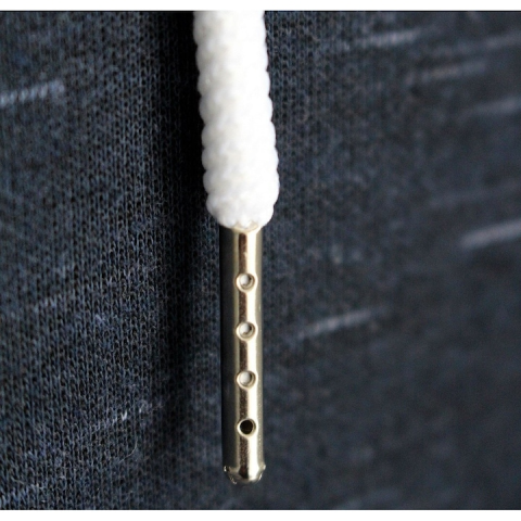 Set pereche snururi albe pentru hanorac si pantaloni sport, sireturi rotunde din bumbac cu capete metalice pentru gluga, jachete si incaltaminte, 130 cm [2]