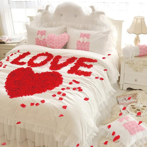 Set petale artificiale de trandafir, material textil, rosu, 100 bucati [1]