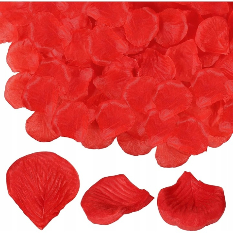 Set petale artificiale de trandafir, material textil, rosu, 100 bucati [3]