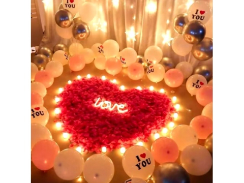 Set petale artificiale de trandafir, material textil, rosu, 100 bucati [9]