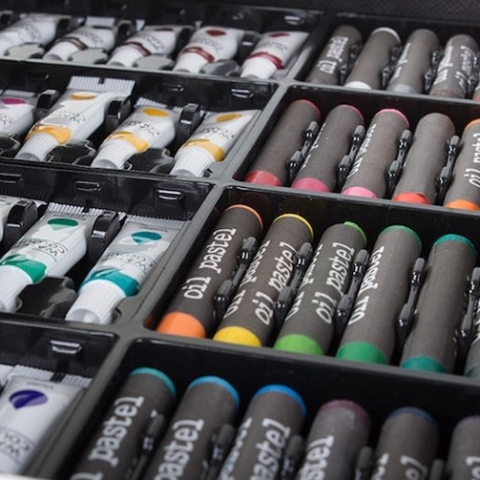 Set pictat si desen, 145 piese, gentuta depozitare stil gemantan, model Unicorn si curcubeu, albastru, 34 x 23 x 9 cm – complet, colorat si usor de transportat pentru micii artisti [4]