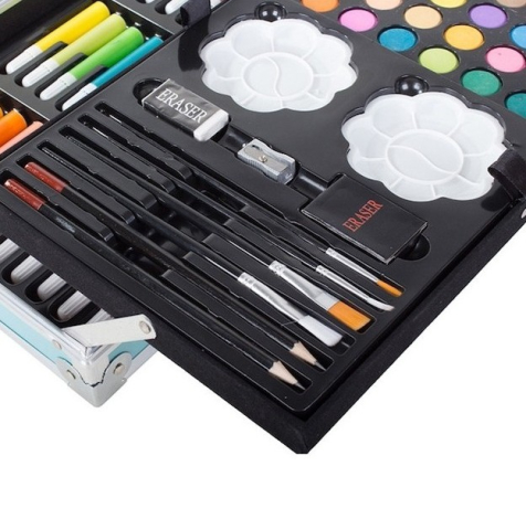 Set pictat si desen, 145 piese, gentuta depozitare stil gemantan, model Unicorn si curcubeu, albastru, 34 x 23 x 9 cm – complet, colorat si usor de transportat pentru micii artisti [8]