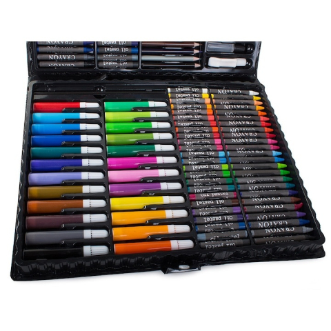 Set pictat si desen, 168 piese, gentuta depozitare tip valiza, negru, 34 x 27 x 4 cm – complet, educativ si ideal pentru copii pasionati de arta [4]