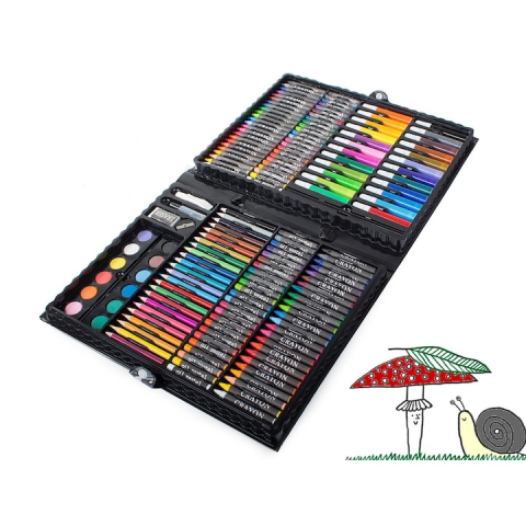 Set pictat si desen, 168 piese, gentuta depozitare tip valiza, negru, 34 x 27 x 4 cm – complet, educativ si ideal pentru copii pasionati de arta [8]