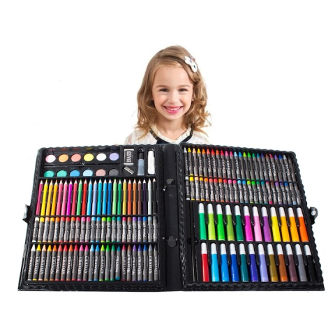 Set pictat si desen, 168 piese, gentuta depozitare tip valiza, negru, 34 x 27 x 4 cm – complet, educativ si ideal pentru copii pasionati de arta [11]