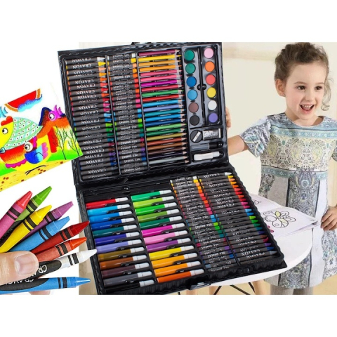 Set pictat si desen, 168 piese, gentuta depozitare tip valiza, negru, 34 x 27 x 4 cm – complet, educativ si ideal pentru copii pasionati de arta [10]