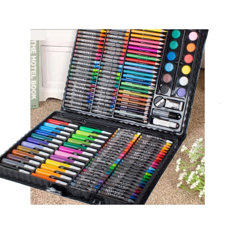 Set pictat si desen, 168 piese, gentuta depozitare tip valiza, negru, 34 x 27 x 4 cm – complet, educativ si ideal pentru copii pasionati de arta [9]