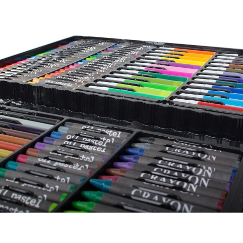 Set pictat si desen, 168 piese, gentuta depozitare tip valiza, negru, 34 x 27 x 4 cm – complet, educativ si ideal pentru copii pasionati de arta [7]
