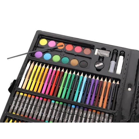 Set pictat si desen, 168 piese, gentuta depozitare tip valiza, negru, 39 x 33 cm – complet, educativ si ideal pentru copii pasionati de arta [3]