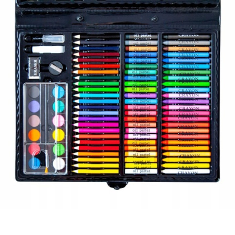 Set pictat si desen, 168 piese, gentuta depozitare tip valiza, negru, 39 x 33 cm – complet, educativ si ideal pentru copii pasionati de arta [5]