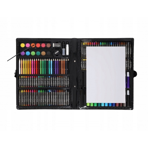 Set pictat si desen, 168 piese, gentuta depozitare tip valiza, negru, 39 x 33 cm – complet, educativ si ideal pentru copii pasionati de arta [1]