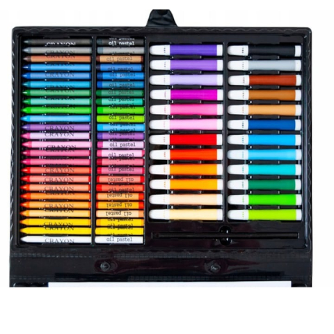 Set pictat si desen, 168 piese, gentuta depozitare tip valiza, negru, 39 x 33 cm – complet, educativ si ideal pentru copii pasionati de arta [4]