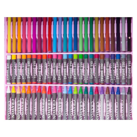 Set pictat si desen, 168 piese, gentuta depozitare tip valiza, roz, 34 x 27 x 4 cm – complet, creativ si ideal pentru copii pasionati de arta [4]