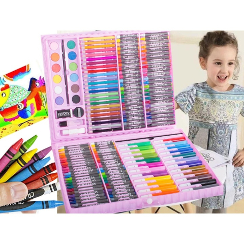 Set pictat si desen, 168 piese, gentuta depozitare tip valiza, roz, 34 x 27 x 4 cm – complet, creativ si ideal pentru copii pasionati de arta [8]
