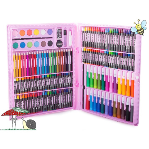 Set pictat si desen, 168 piese, gentuta depozitare tip valiza, roz, 34 x 27 x 4 cm – complet, creativ si ideal pentru copii pasionati de arta [10]
