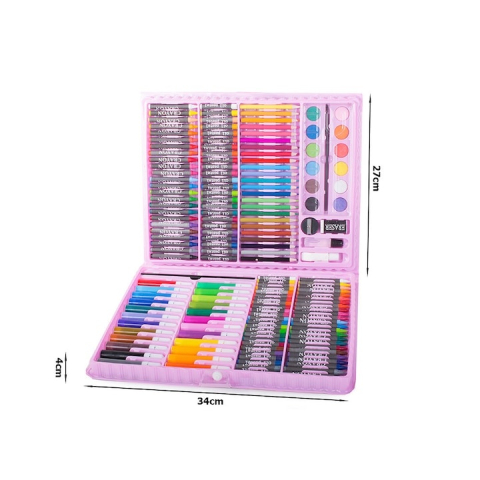 Set pictat si desen, 168 piese, gentuta depozitare tip valiza, roz, 34 x 27 x 4 cm – complet, creativ si ideal pentru copii pasionati de arta [6]