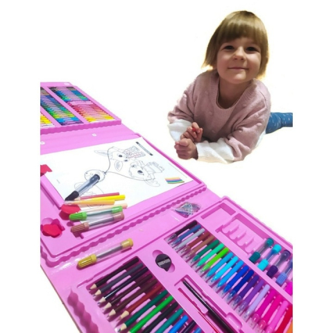 Set pictat si desen, 208 piese, gentuta depozitare tip valiza, 41 x 103 x 28 cm – complet, educativ si ideal pentru copii pasionati de arta [1]