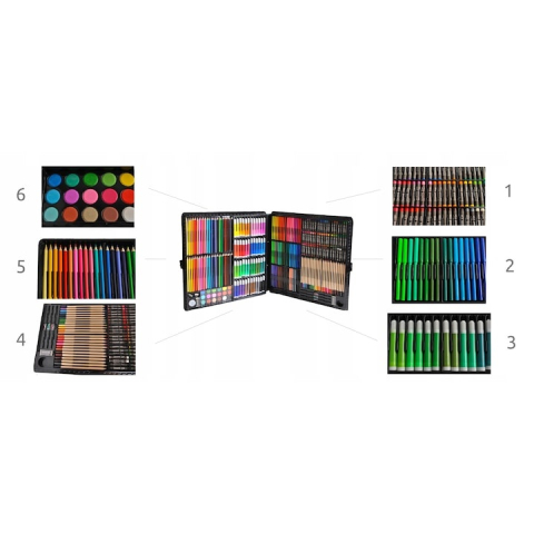 Set pictat si desen, 258 piese, gentuta depozitare tip valiza, 47 x 46 cm – complet, educativ si ideal pentru copii pasionati de arta [1]