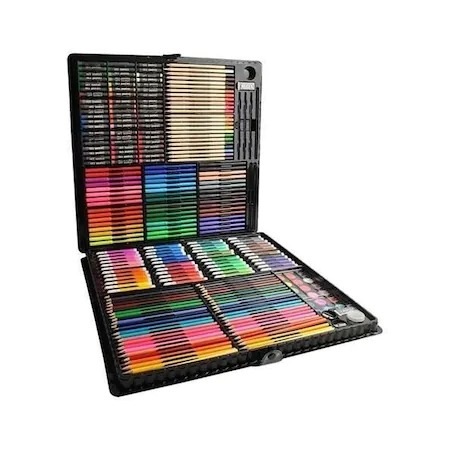Set pictură și desen - Set complet de copii pentru desenat,colorat,pictat,258 piese,trusa depozitare inclusa - Negru