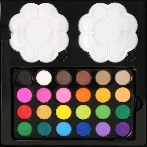 Set pictura si desen pentru copii, 145 piese, creioane, markere, acuarele, pasteluri, geanta aluminiu cu maner, albastru [10]