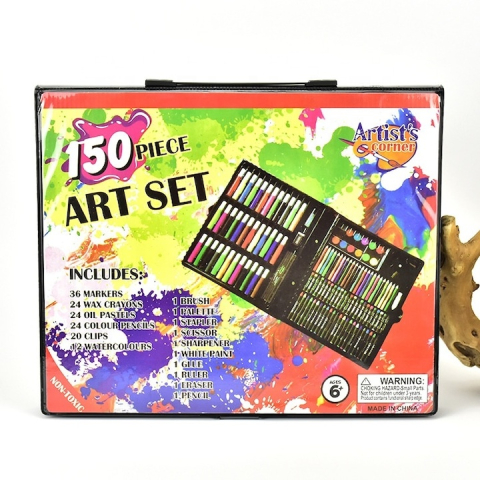 Set pictura si desen pentru copii, 150 piese, creioane, pasteluri, acuarele, carioci si accesorii, trusa depozitare usoara, multicolor [3]