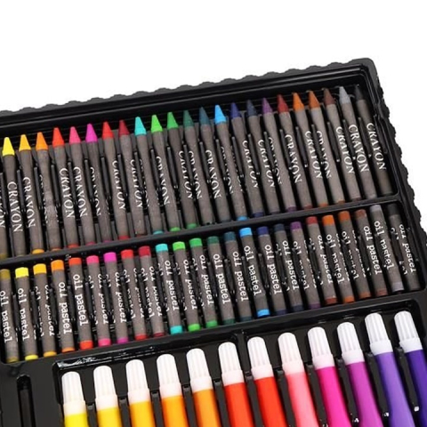 Set pictura si desen pentru copii, 168 piese, creioane, pasteluri, acuarele, carioci si accesorii, trusa depozitare usoara, multicolor [1]
