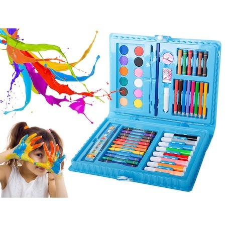 Set pictura si desen pentru copii, 68 piese, depozitate in geanta - Albastru [1]
