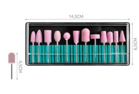 Set pietre abrazive pentru freza electrica de unghii, 12 piese, capete pentru slefuire, finisare si indepartarea cuticulelor, roz [2]